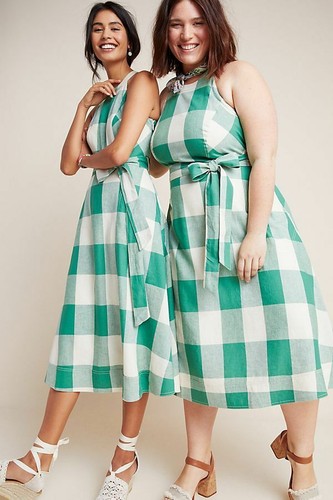 NWT $160 Maeve by Anthropologie Greta Gingham Dress Green 24W Plus Size |  eBay