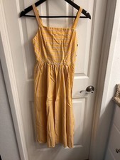 Urban outfitters Sun Dress S Yellow, Side Button 100% Cotton Slit To Thigh