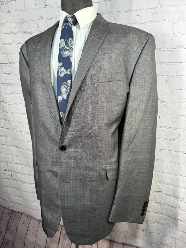 STRUCTURE Mens Gray BIG & TALL ATHLETIC FIT Check Sport Coat Blazer Jacket 48L - Image 2 of 4