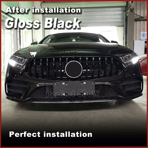 Parrilla frontal negra con agujero de cámara para Mercedes C257 CLS400 CLS53 AMG - Imagen 2 de 8