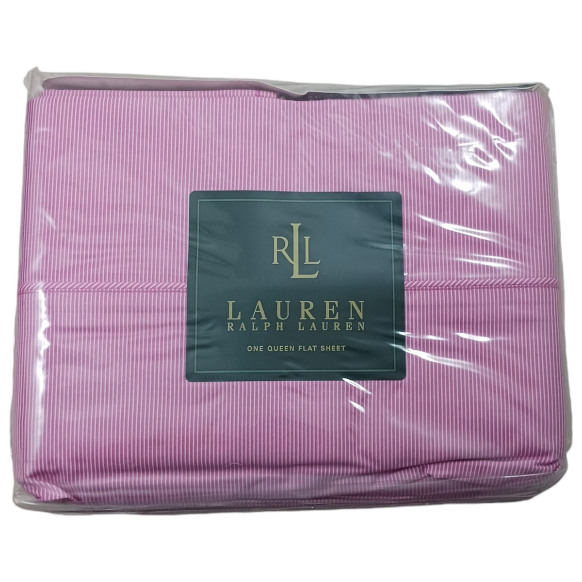 New Lauren Ralph Lauren Crystal Cay Pink White Stripe Queen Flat