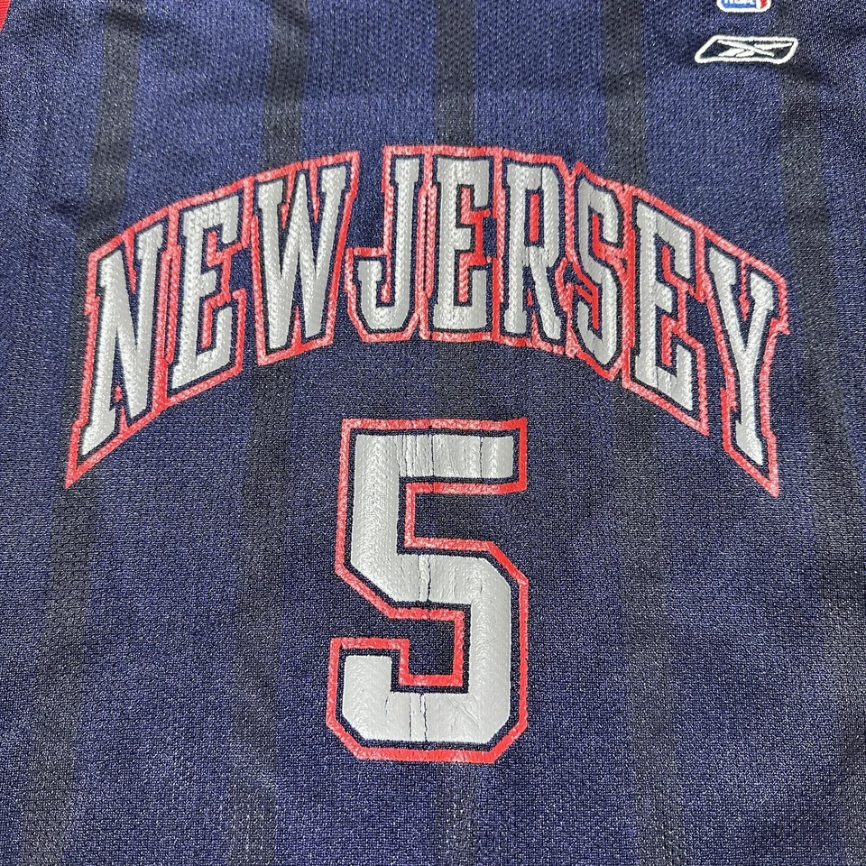 Camiseta vintage Jason Kidd New Jersey Nets juvenil talla pequeña 8 azul Reebok NBA Foto 3 de 4