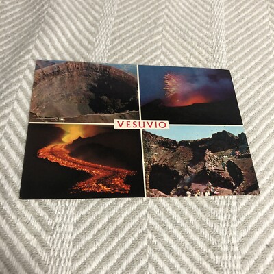 Vesuvio Volcano Postcard Real Photo Eruption Crater Kodak Ektachrome Vintage