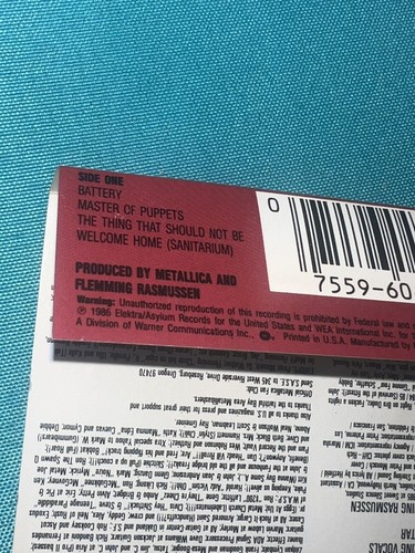 Metallica - Master of Puppets, 1986 Cassette, Elektra Records - Picture 6 of 7