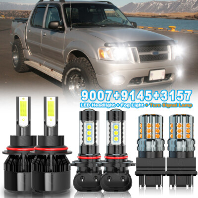 For Ford Explorer Sport Trac 2001-2005 LED Headlights Fog Bulbs+Turn Signal Lamp