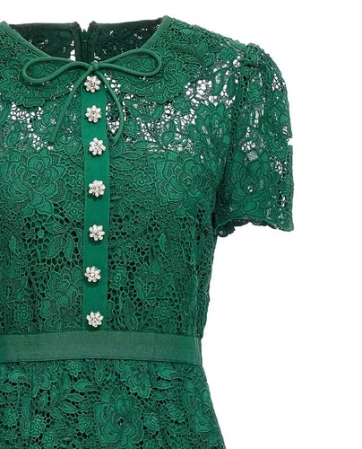Vestido midi para mujer autorretrato de encaje manga corta calce y acampanado - Imagen 5 de 6