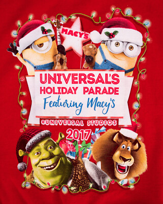 2017 Universal Studios Macys Holiday Parade Sweatshirt Shrek Minions Madagascar