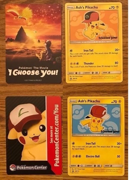 NEW! ASH'S PIKACHU I CHOOSE YOU MOVIE PROMO POKEMON CARDS  -  SM110, SM113 &more