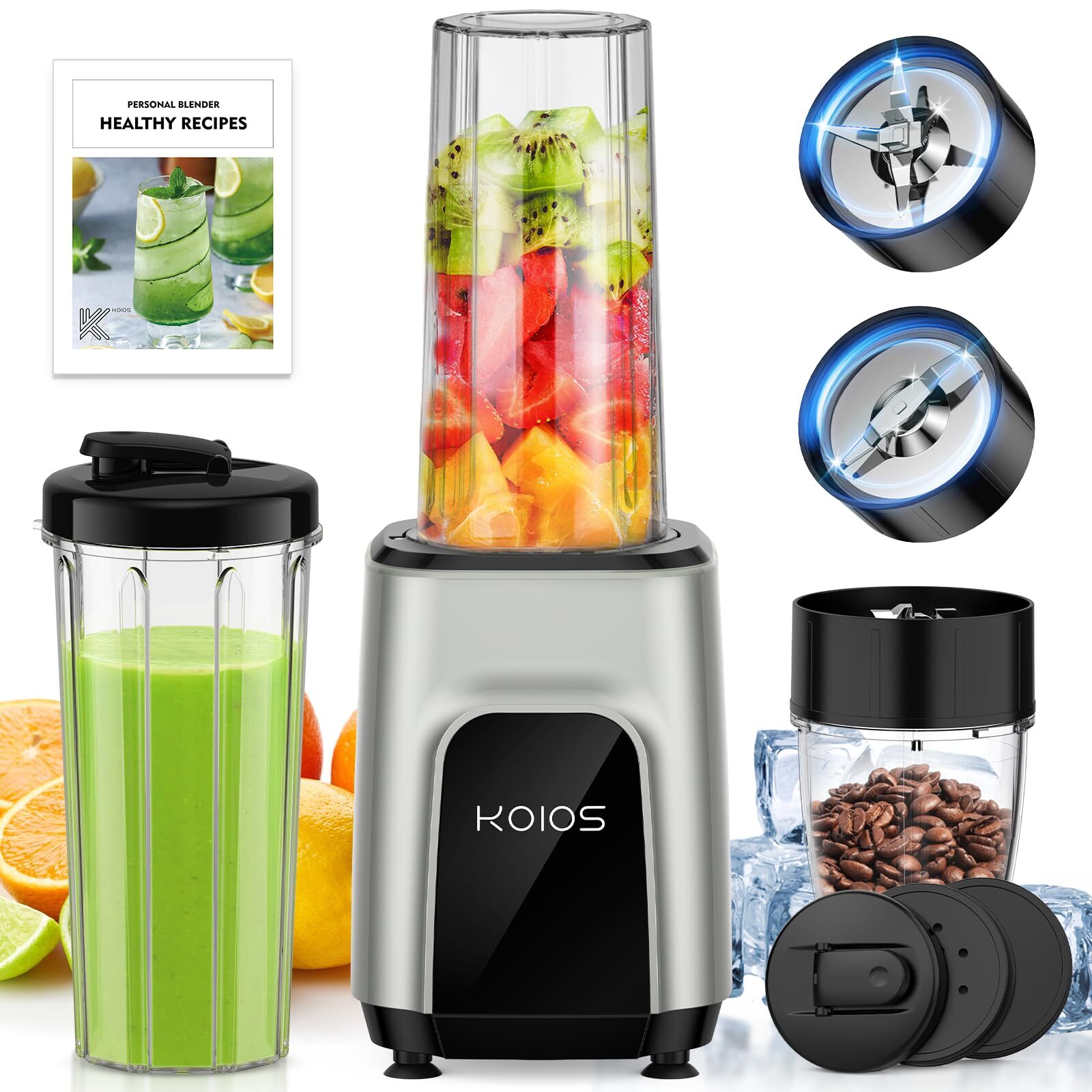 KOIOS Smoothies Blender, 900W Personal Blender and Grinder C