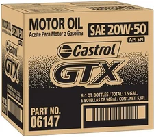 Castrol 06147 GTX 20W-50 Conventional Motor Oil - 1 Quart, (Pack of 6)