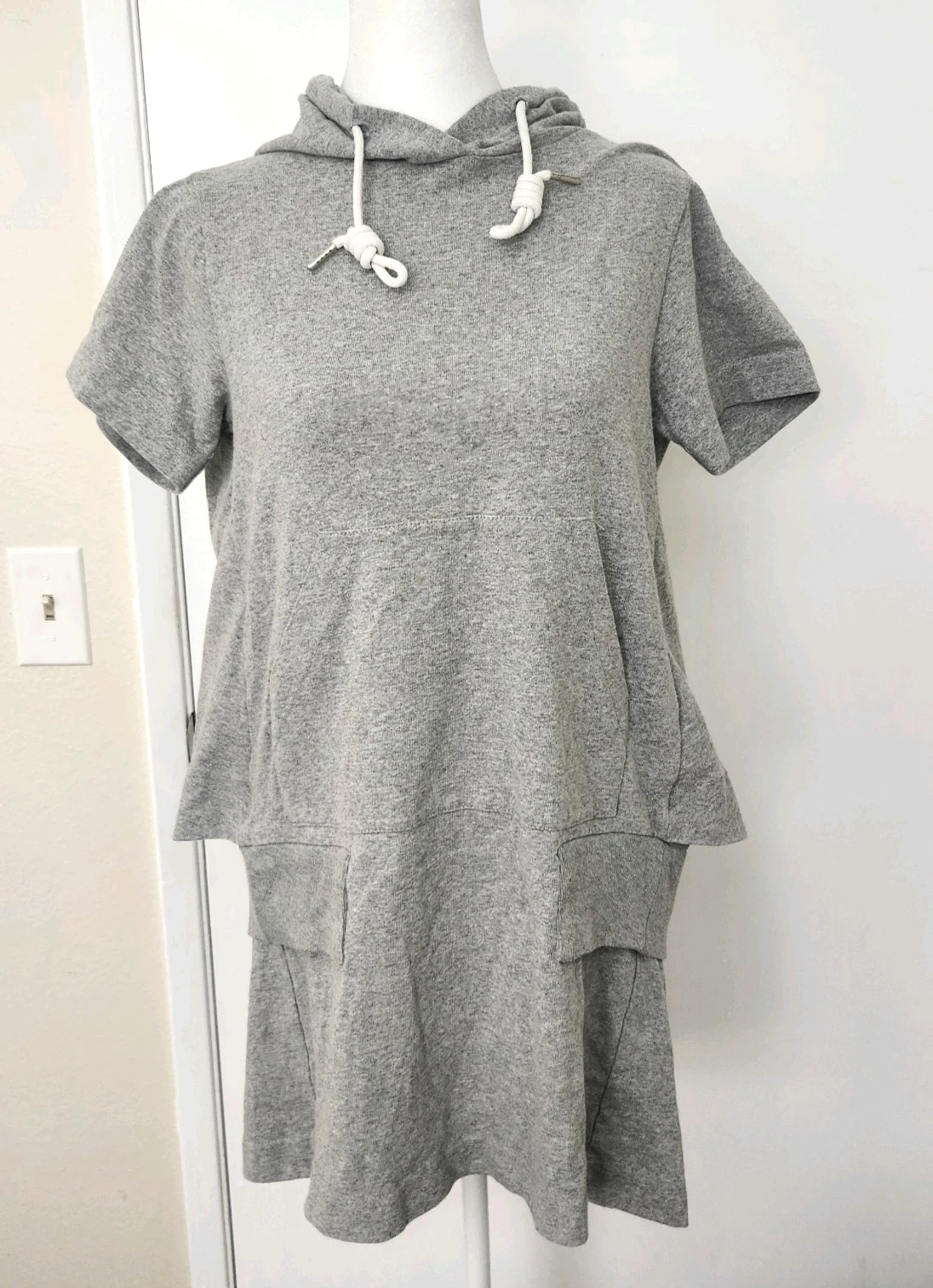 sacai FELPA CON CAPPUCCIO ABITO a strati pezzo unico cotone donna taglia 1 US 6 felpa con cappuccio