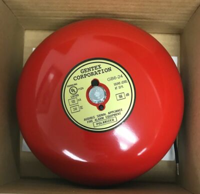 GENTEX Fire Alarm Bell, 24 Volt DC, 6'', Security Alarm Bell-100mA