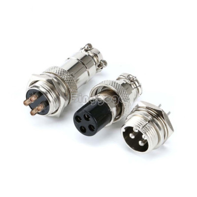 1Pair Panel Mount Aviation Connector 16mm Dia Screw GX16 4 Pin AC 1200V
