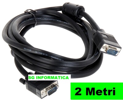 Cavo Di Prolunga VGA 3 Metri Maschio-Maschio &ndash; Collegamento Monitor PC/LCD &ndash; Colore Nero