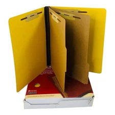 10 Folders Skilcraft Classification Folders Letter Yellow 6 Section Full Top Tab