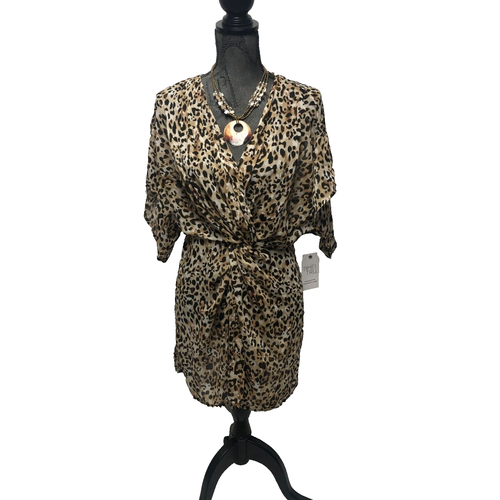 Time and Tru Top Womens Size Small 4-6 Brown Animal Print Sheer Cover Up NEW