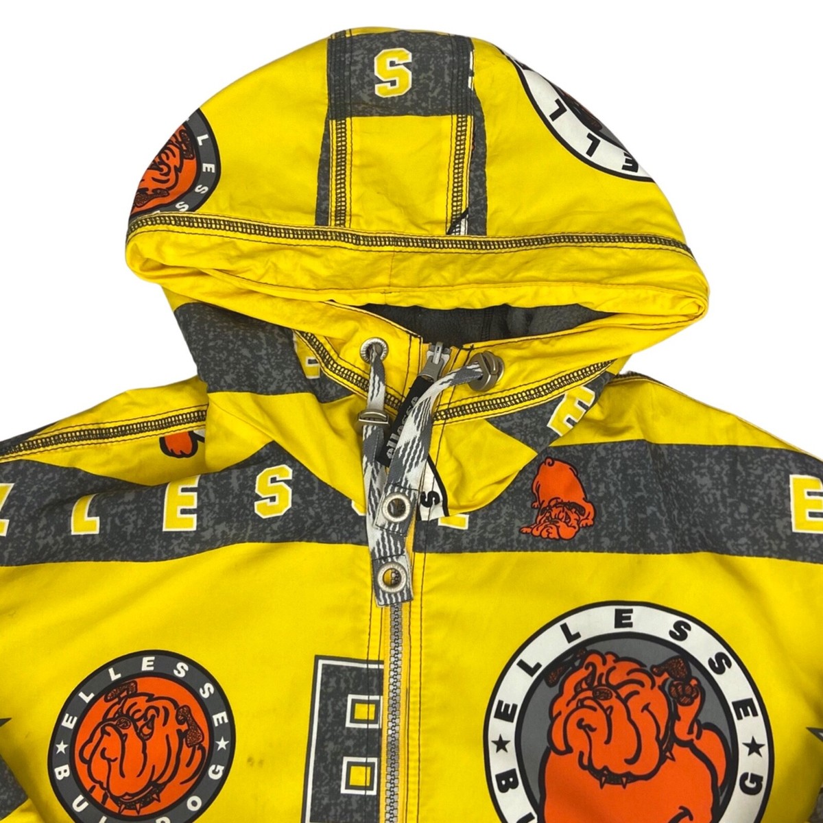 Vintage 90s Yellow Graphic Print Ellesse Bulldog Coat | eBay