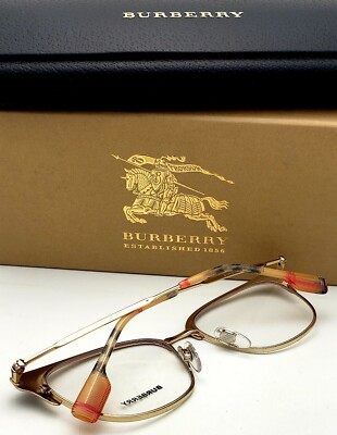 【新品】BURBERRY New BURBERRY Eyeglasses B 1334 1292 52-17 Gold & Bordeaux Frames