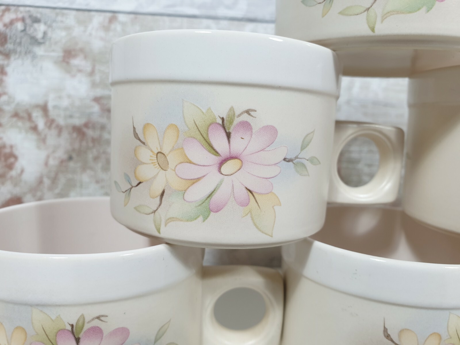 Hornsea Pottery Lancaster Vitramic Country Blossom Rosa 6 Pretty Tea