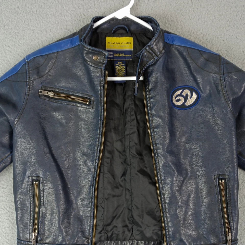 Chaqueta de motociclista de PVC forrada Class Club Performance Supreme Outerwear para niños talla 8/10 Foto 2 de 4