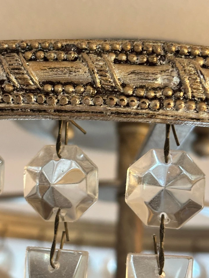 Pottery Barn Clarissa montaje semi-al ras corte vidrio lámpara araña plata Foto 4 de 4