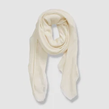 $560 Alexander McQueen Women's Ivory Wool Fringe Graffiti Logo Shawl Scarf