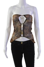 Jaded Womens Sleeveless Sheer Animal Printed Fitted Tube Top Brown Size M