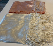 2 Vintage Elegant Scarves Pink, Cream 58" Long