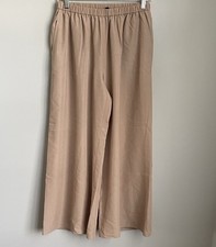 Eileen Fisher Beige Wide Leg Pull On Pants Size Medium