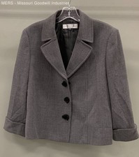 Tahari Arthur S Levine Gray Solid Petite Blazer Jacket 12P