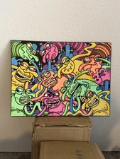 Original Graffiti Painting by Slob33 Binary Poet Street Art / Lowbrow Style 12x9
