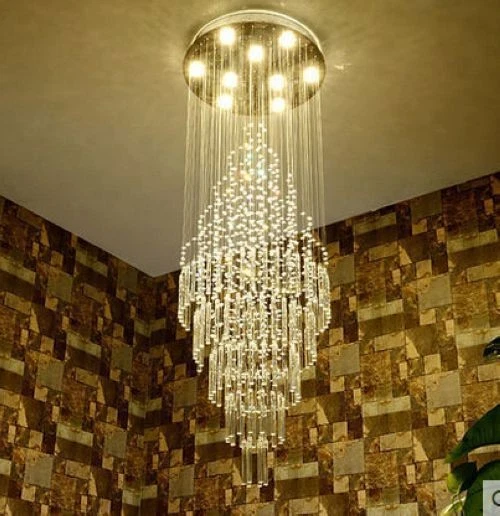 Modern Conic Raindrop Crystal Light Pendant Lamp Ceiling Lighting Chandeliers - Image 3 of 4