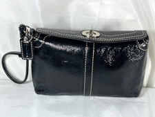 Vintage Coach Y2k black patent leather turn lock wristlet