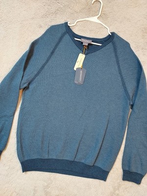 NEW Tommy Bahama Sweater Men Large Reversible Make Mine a Double V Neck Blue NWT