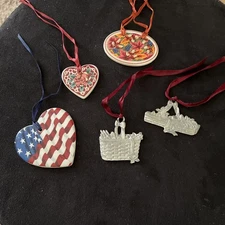 Vintage LONGABERGER Basket Tie-Ons  - Flowers / USA / Rose / Baskets - ONE LOT