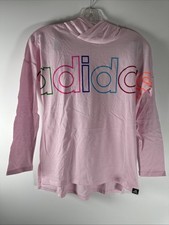 Girls Pink Adidas Light Hoodie Size Large 14 Cotton Blend NEW 