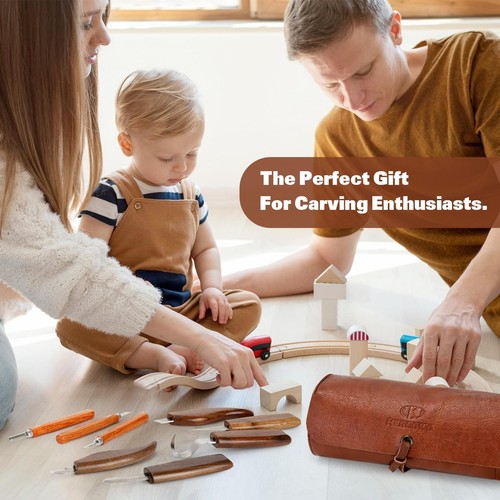 Wood Carving Tools, 15Pcs Wood Carving Kit with PU Storage Bag, Wood Whittlin... - Picture 7 of 7