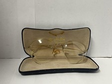 Vintage S.C. SHURON 1/10 12K GF Rimless Round 50 22 Eyeglasses  FRAME  w/Case