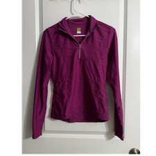 Lucy lucytech Women's XS Purple 1/4 Zip Mock Neck Stretch Slim Active Top