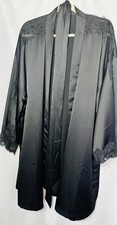 Victoria Secret Black Satin Short Nightgown Lace Lingerie whimsy Goth Romantic