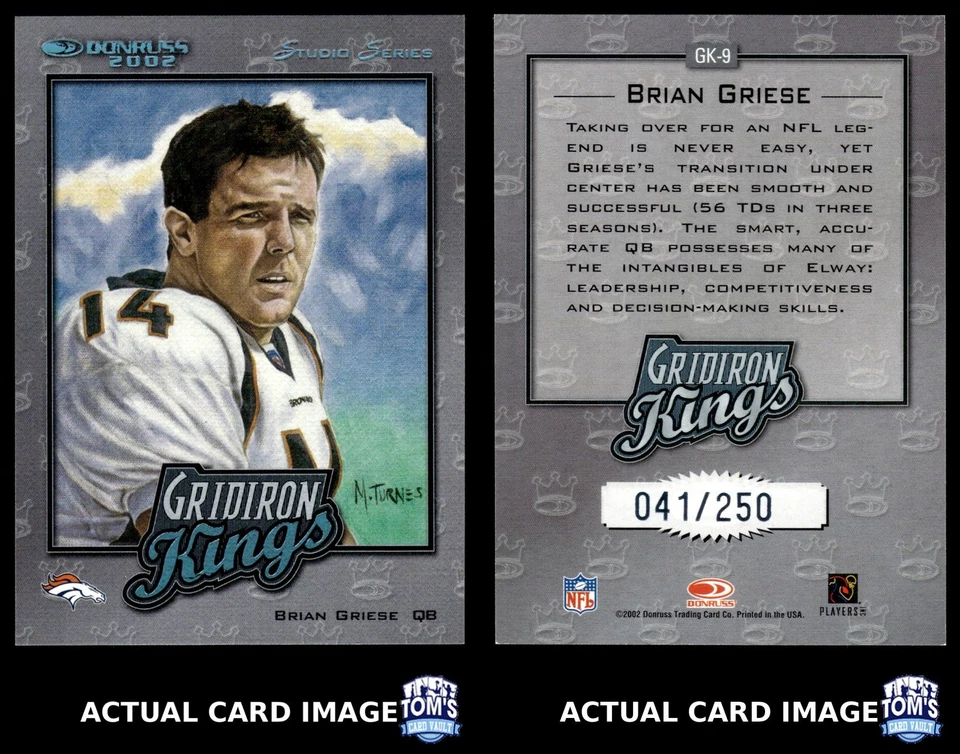 2002 Donruss Gridiron Kings Studio #GK-9 BRIAN GRIESE Denver Broncos #/250 NM - Image 3 of 4