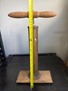 Heavy Brass Bicycle Pump w/ Wood Base & Handle – Antique Vintage Bike Tool
