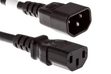 AC Power Cord, C13 to C14, 18 AWG, 3ft, Black