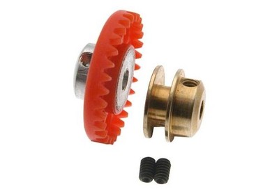 SCALEAUTO - Nylon crown Gear 30th. M50 with M2 screw for 3/32'' axle -red-