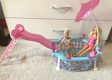 Mattel Barbie Glam swimming pool with slide umbrella 2 cocktails barbie and ken