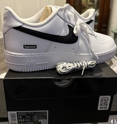 Size 12 - Supreme x Nike Air Force 1 Low Box Logo - White Black
