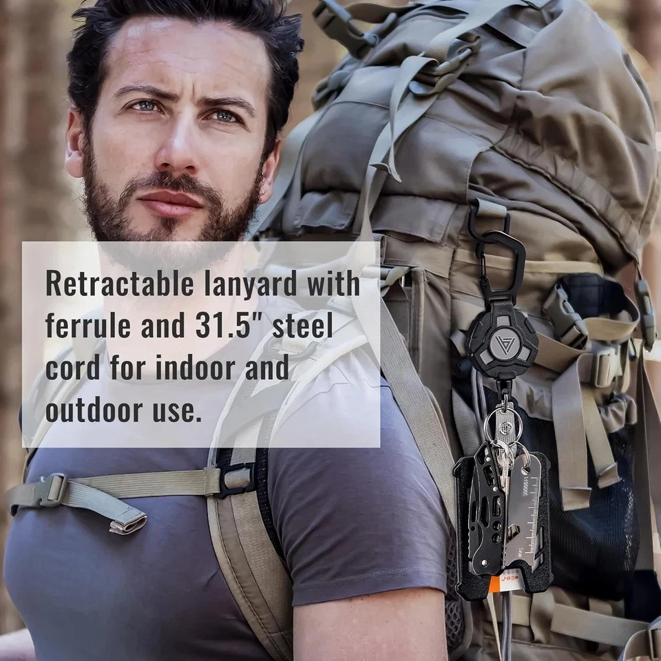 Paquete de 2 llaveros retráctiles con tarjetero de identificación, mosquetón de alta resistencia para insignia Foto 3 de 4