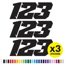 3 X Custom Racing Numbers, Race MX Motocross Rally Karting Vinyl Stickers Decals