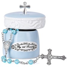 My First Rosary Cross for Boy Keepsake and Rosary Gifting Set, Blue