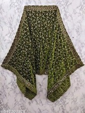 Green Embroidery Velvet Dupatta For Bride And Women Velvet Shawl Odhani Veil